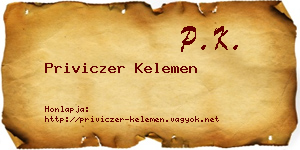 Priviczer Kelemen névjegykártya